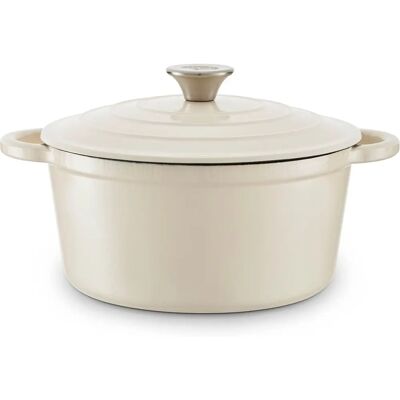 Barbary & Oak 24cm Cast Iron Casserole - Camembert Cream - 4L Barbary & Oak 24cm Cast Iron Casserole - Camembert Cream - 4L