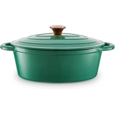 Barbary & Oak 29cm Verdigris Green Cast Iron Casserole - Cooking Pot Barbary & Oak 29cm Verdigris Green Cast Iron Casserole - Cooking Pot