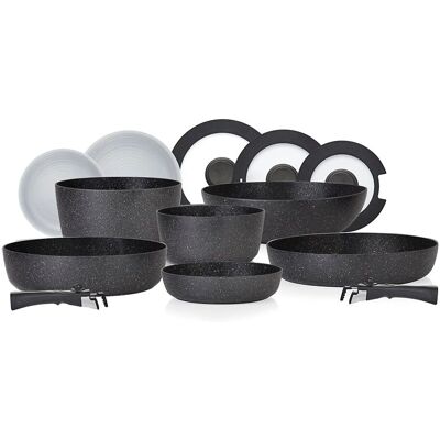 Tower Black Diamond 13pc Detachable Handles Cookware Set Tower Black Diamond 13pc Detachable Handles Cookware Set