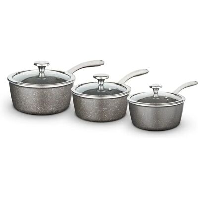 Salter Aluminium Non-Stick Saucepan Set - 3 Piece Salter Aluminium Non-Stick Saucepan Set - 3 Piece