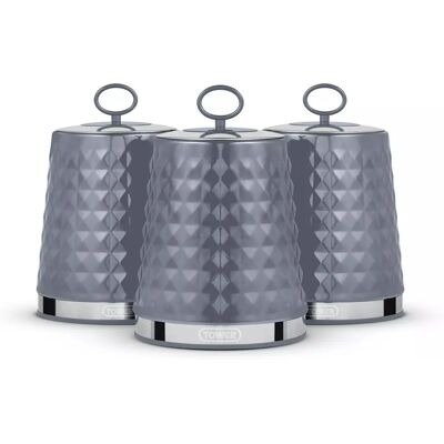 Tower Grey Canisters Set - Tea, Coffee, Sugar Storage Tower Grey Canisters Set - Tea, Coffee, Sugar Storage
