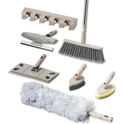 Tower Cavaletto 8 Piece Cleaning & Storage Set - Latte, Microfibre, Handle Tower Cavaletto 8 Piece Cleaning & Storage Set - Latte, Microfibre, Handle