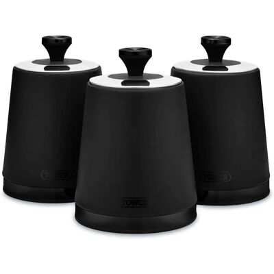Tower Sera Set of 3 Canisters - Stainless Steel, Black & Smoked Trims Tower Sera Set of 3 Canisters - Stainless Steel, Black & Smoked Trims
