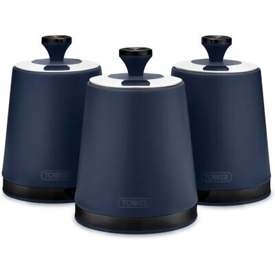 Tower Sera Set of 3 Canisters - Stainless Steel - Midnight Blue Tower Sera Set of 3 Canisters - Stainless Steel - Midnight Blue