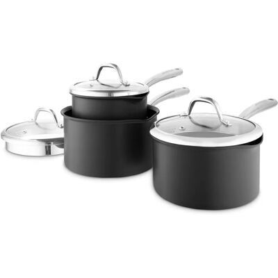 Good Food Tower Grey 3 Pc Saucepan Set - Cookware Good Food Tower Grey 3 Pc Saucepan Set - Cookware