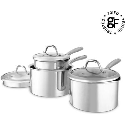 Good Food in Partnership with Tower GF900270 Tri-Ply Saucepan Set - Saucepan Set Good Food in Partnership with Tower GF900270 Tri-Ply Saucepan Set - Saucepan Set