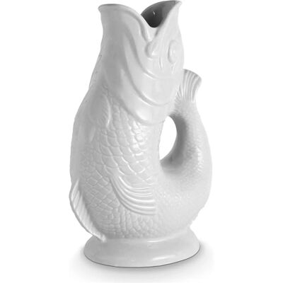 Wade Fish Earthenware 0.6 Litre Gluggle Jug - Blanc - Publicité Wade Fish Earthenware 0.6 Litre Gluggle Jug - Blanc - Publicité