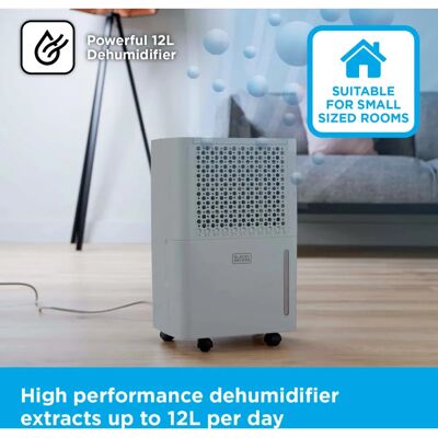 Black & Decker BXEH60016GBG Dehumidifier - 12L, 4 Modes, Quiet, Grey Black & Decker BXEH60016GBG Dehumidifier - 12L, 4 Modes, Quiet, Grey