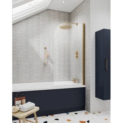 Balterley - Brushed Brass Reversible Hinged - Bath Shower Screen Balterley - Brushed Brass Reversible Hinged - Bath Shower Screen