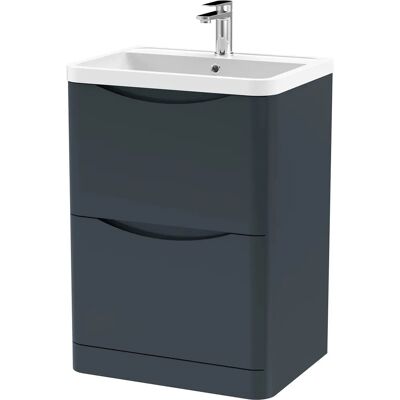 Voda 600mm Floor Vanity Unit with Polymarble Basin - Black Voda 600mm Floor Vanity Unit with Polymarble Basin - Black