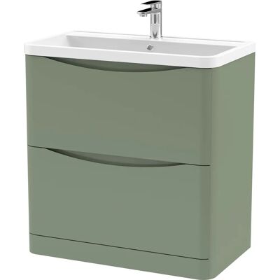 Voda 800mm Satin Green 2-Drawer Vanity - Bathroom Furniture Voda 800mm Satin Green 2-Drawer Vanity - Bathroom Furniture