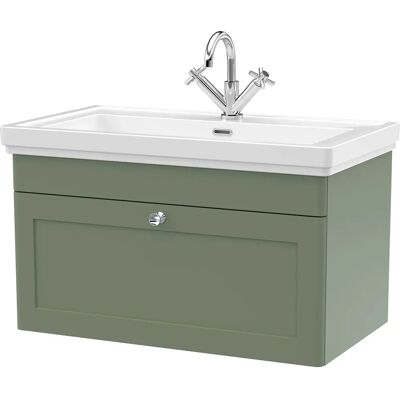 Park Lane Malvern Wall Hung Bathroom Vanity Unit with Basin - Satin Green - Bathroom Vanity Park Lane Malvern Wall Hung Bathroom Vanity Unit with Basin - Satin Green - Bathroom Vanity