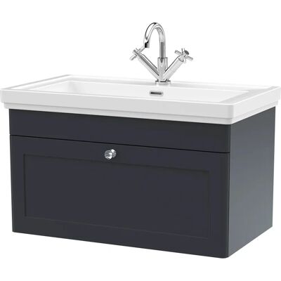 Park Lane Malvern Wall Hung Bathroom Vanity Unit with Basin - Black - 800mm Park Lane Malvern Wall Hung Bathroom Vanity Unit with Basin - Black - 800mm