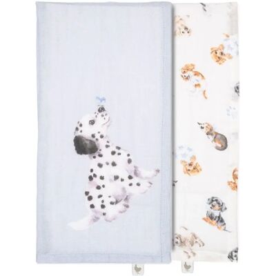 Wrendale Designs Little Paws Organic Cotton Muslin Cloths - Baby Gift Set Wrendale Designs Little Paws Organic Cotton Muslin Cloths - Baby Gift Set