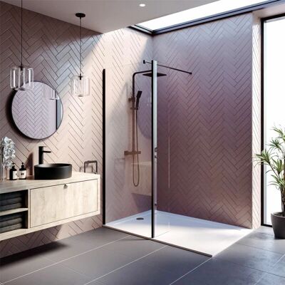 DIAMOND - Wet Room Screen - 800mm - 8mm Black - Shower DIAMOND - Wet Room Screen - 800mm - 8mm Black - Shower
