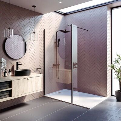 Diamond - WetRoom Screen 1000 - 8mm - Black - Shower Screen Diamond - WetRoom Screen 1000 - 8mm - Black - Shower Screen