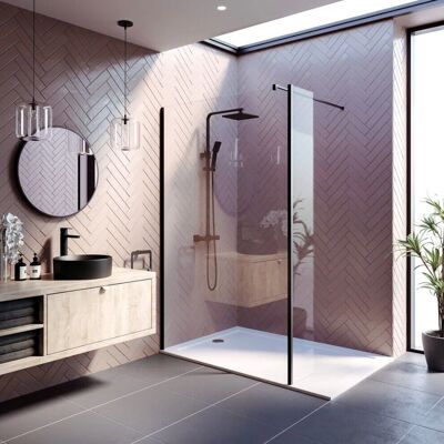 Diamond - Wet Room Screen 1200mm - 8mm - Black - Shower Screen Diamond - Wet Room Screen 1200mm - 8mm - Black - Shower Screen