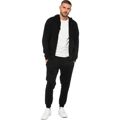 Enzo Herren Zip Hoodie Trainingsanzug Set - Schwarz Enzo Herren Zip Hoodie Trainingsanzug Set - Schwarz