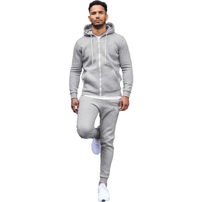 Enzo Mens Gray Full Zip Hoodie & Joggers Set - Tracksuit Enzo Mens Gray Full Zip Hoodie & Joggers Set - Tracksuit