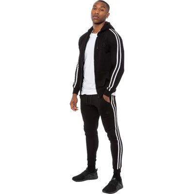 Enzo L Schwarz Zip Up Tape Hoodie - Trainingsanzug Enzo L Schwarz Zip Up Tape Hoodie - Trainingsanzug