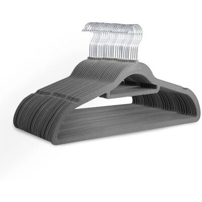 Keplin Velvet Hangers - 50pk, 41cm, Non-Slip, Tie Bar, Space Saving Keplin Velvet Hangers - 50pk, 41cm, Non-Slip, Tie Bar, Space Saving