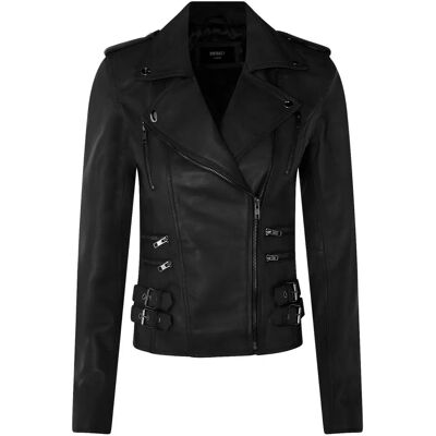 Infinity Leather Vintage Brando Dames Motorjas - Zwart - Maat 8 UK Infinity Leather Vintage Brando Dames Motorjas - Zwart - Maat 8 UK