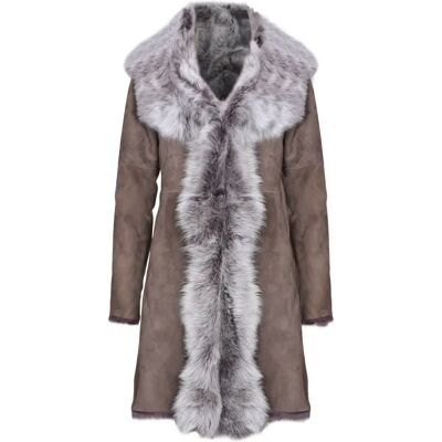 Infinity Leather Womens Toscana Sheepskin Suede Trench Coat - Taupe - Size 16 UK Infinity Leather Womens Toscana Sheepskin Suede Trench Coat - Taupe - Size 16 UK
