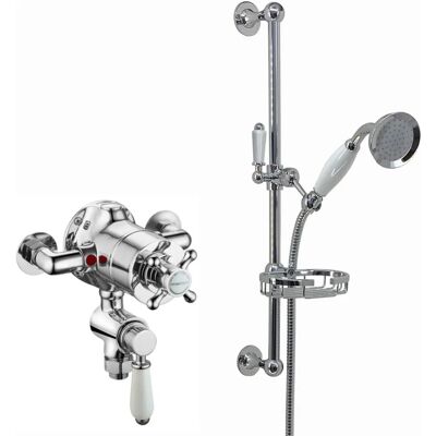 Enki - SH0539 - Chrome - Twin Shower Valve Slider Rail Kit Enki - SH0539 - Chrome - Twin Shower Valve Slider Rail Kit