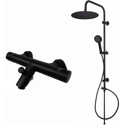 Enki - Bbt0250 - Black - Thermostatic - Overhead Shower Kit Enki - Bbt0250 - Black - Thermostatic - Overhead Shower Kit