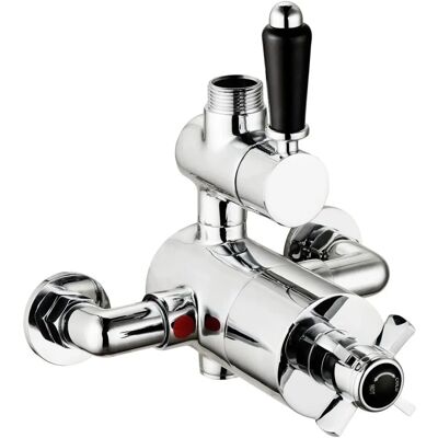 Enki - Trafalgar T118 - Twin Shower Valve - Thermostatic Chrome Black - Shower Valve Enki - Trafalgar T118 - Twin Shower Valve - Thermostatic Chrome Black - Shower Valve