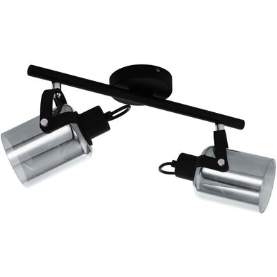 Loops Black Chrome Ceiling Light - Black Glass Vaporized Bulb - E27 2x40W - Ceiling Light Loops Black Chrome Ceiling Light - Black Glass Vaporized Bulb - E27 2x40W - Ceiling Light