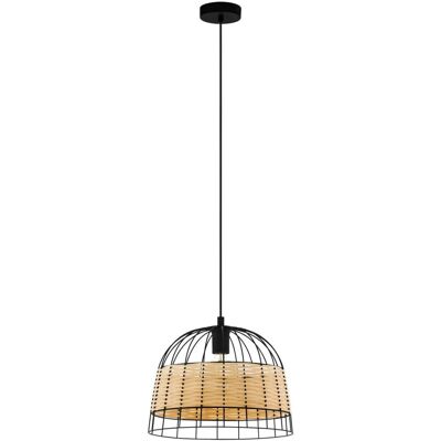 Black Wicker Ceiling Pendant Light - Hallway Feature Lamp Black Wicker Ceiling Pendant Light - Hallway Feature Lamp