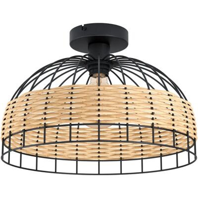 Unbranded Model Semi-Flush Ceiling Light Black & Wicker Round Shade - Ceiling Light Unbranded Model Semi-Flush Ceiling Light Black & Wicker Round Shade - Ceiling Light