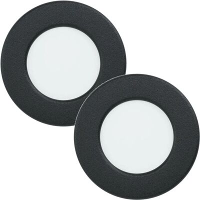 Loops 2 Pack Wall/Ceiling Flush Downlight Black Round Spotlight 2.7W Built-in LED - Wall/ceiling light Loops 2 Pack Wall/Ceiling Flush Downlight Black Round Spotlight 2.7W Built-in LED - Wall/ceiling light