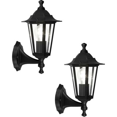 Loops G02458X2 Black Aluminium Lantern Wall Light - Outdoor IP44 2 Pack Loops G02458X2 Black Aluminium Lantern Wall Light - Outdoor IP44 2 Pack