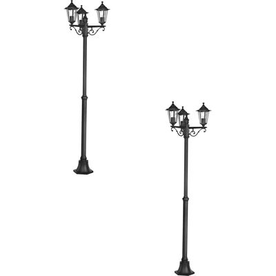 Loops 2 Pack Outdoor Bollard Light - Black Cast Aluminium 3-Arm Pathway 60W E27 Loops 2 Pack Outdoor Bollard Light - Black Cast Aluminium 3-Arm Pathway 60W E27