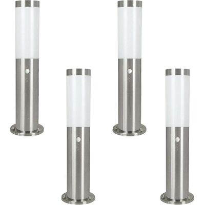 Loops 450mm Outdoor Bollard Light & PIR Sensor - Stainless Steel - 4 Pack Loops 450mm Outdoor Bollard Light & PIR Sensor - Stainless Steel - 4 Pack