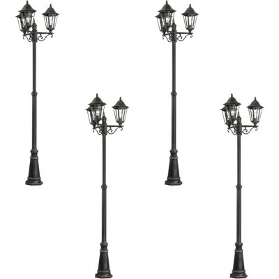 Loops 4 Pack Outdoor Bollard Light - Black & Silver Patina - 60W E27 - Outdoor Bollard Light Loops 4 Pack Outdoor Bollard Light - Black & Silver Patina - 60W E27 - Outdoor Bollard Light