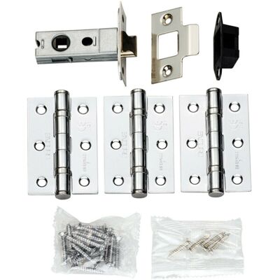 Gen - 64mm Bolt-Through Tubular Latch - 3x4in - Chrome - Hinge Gen - 64mm Bolt-Through Tubular Latch - 3x4in - Chrome - Hinge