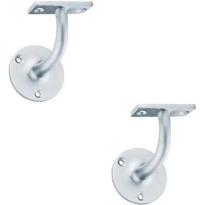 Loops - Heavyweight Handrail Bannister - 2x 80mm projection Satin Chrome - Handrail Bracket Loops - Heavyweight Handrail Bannister - 2x 80mm projection Satin Chrome - Handrail Bracket