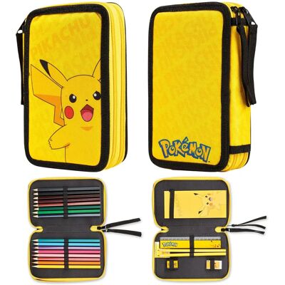 Ensemble de papeterie Pokémon Pikachu Jaune - Étui à crayons - Publicité Ensemble de papeterie Pokémon Pikachu Jaune - Étui à crayons - Publicité