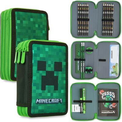 Zestaw papierniczy Minecraft Zielony - 3 Przegrody Zestaw papierniczy Minecraft Zielony - 3 Przegrody