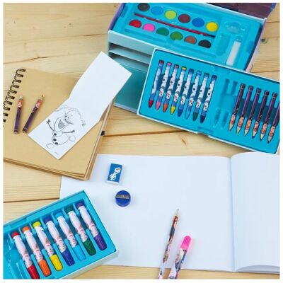 Kit de Arte Disney - Conjuntos de Colorir Frozen para Crianças com Mais de 40 Materiais de Arte Kit de Arte Disney - Conjuntos de Colorir Frozen para Crianças com Mais de 40 Materiais de Arte