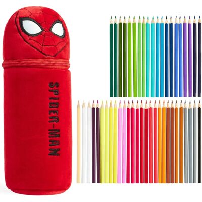 Trousse en peluche Spiderman Marvel - 48 crayons de couleur - Cadeau pour enfants - Publicité Trousse en peluche Spiderman Marvel - 48 crayons de couleur - Cadeau pour enfants - Publicité
