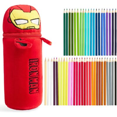 Trousse Marvel pour enfants - 48 crayons - Iron Man en peluche - Publicité Trousse Marvel pour enfants - 48 crayons - Iron Man en peluche - Publicité
