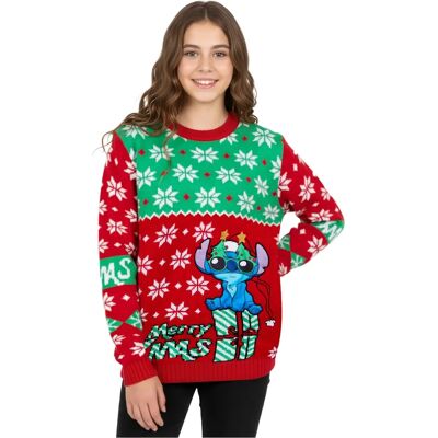 Suéter de Natal Stitch da Disney para meninas - Tipo de suéter Suéter de Natal Stitch da Disney para meninas - Tipo de suéter
