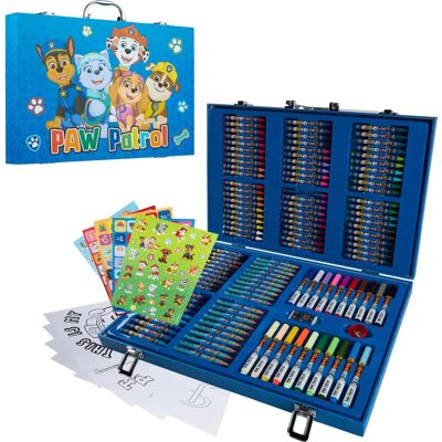 Kit de arte infantil Paw Patrol - Mais de 130 peças e materiais de viagem Kit de arte infantil Paw Patrol - Mais de 130 peças e materiais de viagem