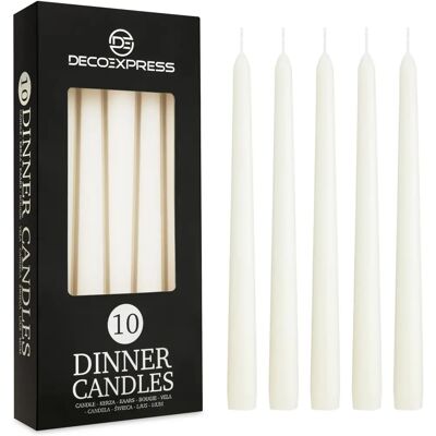 DECO EXPRESS Conjunto de 10 velas cônicas brancas - Conjunto de velas DECO EXPRESS Conjunto de 10 velas cônicas brancas - Conjunto de velas