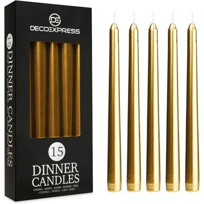 DECO EXPRESS Gold Cone Candle Set of 15 - Candles DECO EXPRESS Gold Cone Candle Set of 15 - Candles