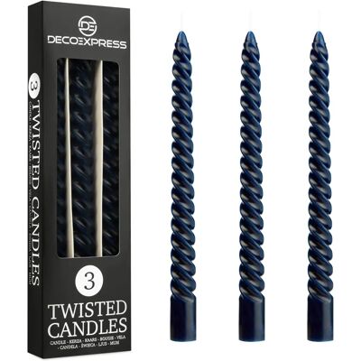 DECO EXPRESS Blue Twisted Candles - Candles DECO EXPRESS Blue Twisted Candles - Candles